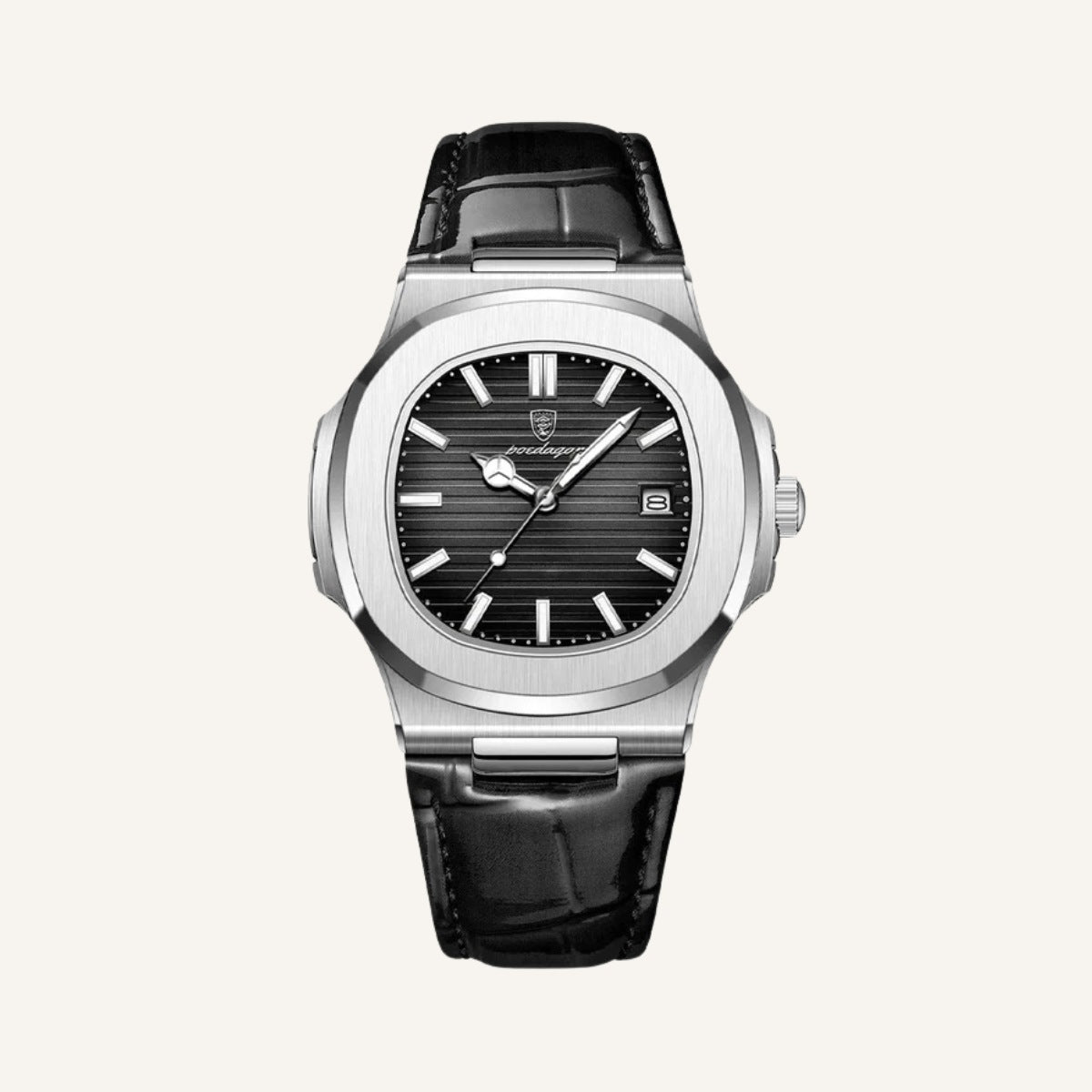Relogio de Couro Preto Luxe Civano