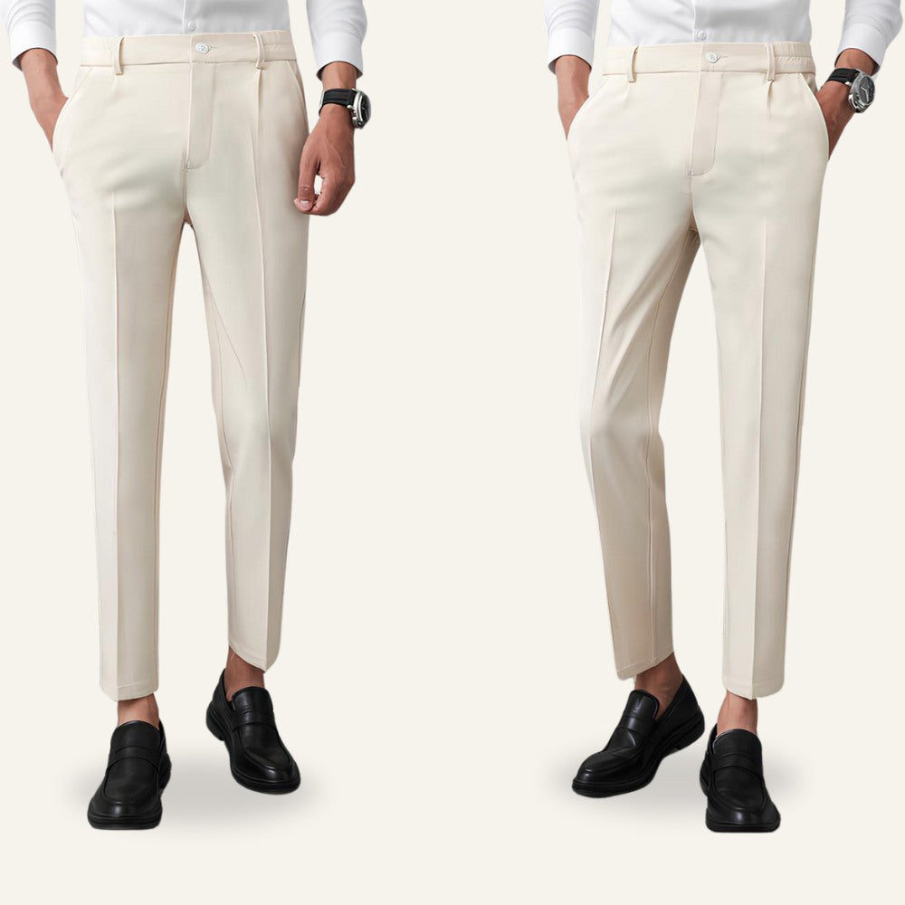 Calca Masculina Slim Old Money Anti Amassado Darvon Bege