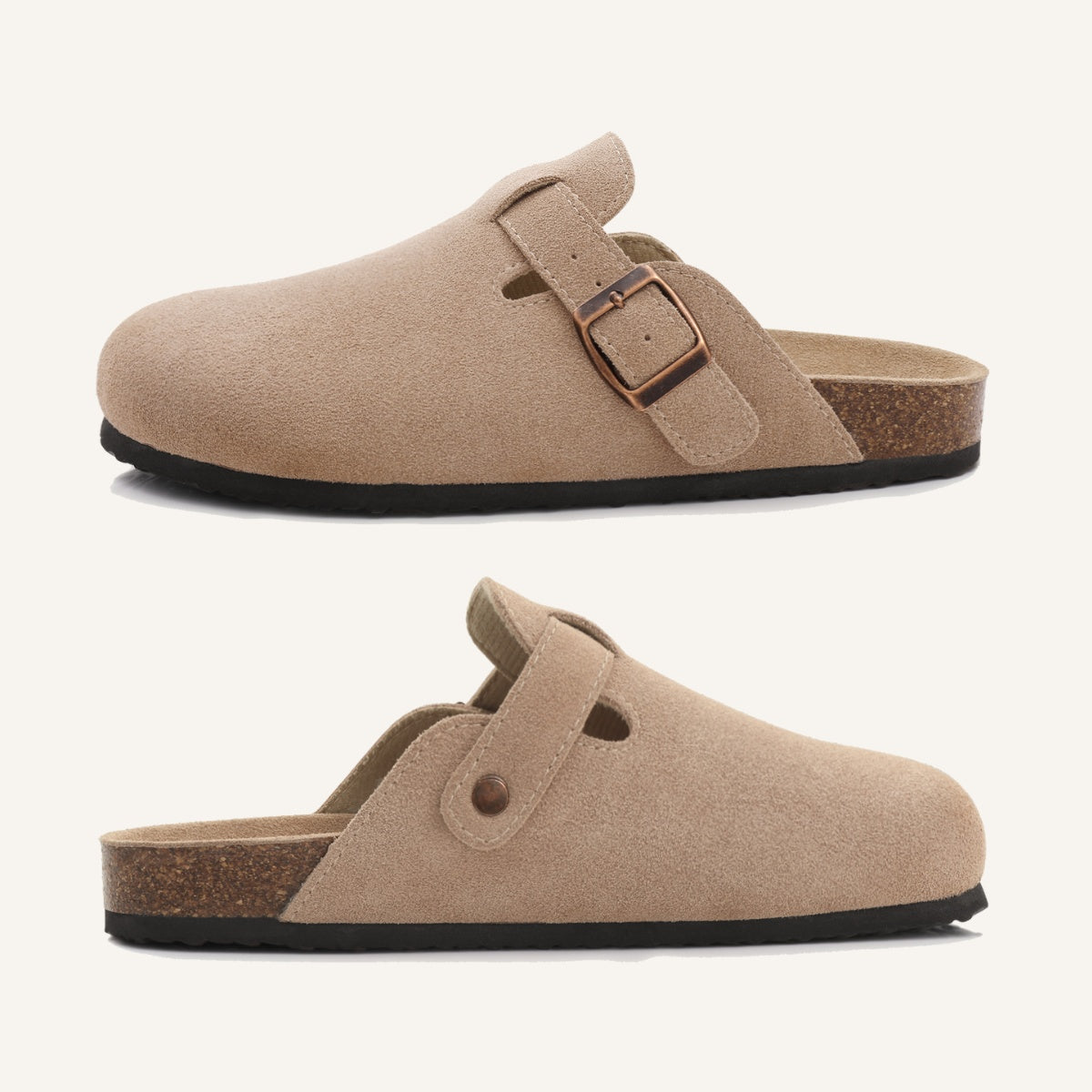 Sandalia Clog de Camurça Portofino bege