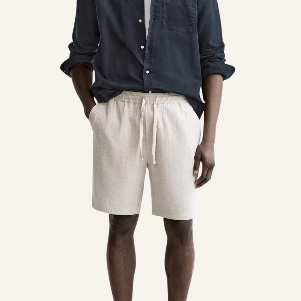 Short Masculino de Linho Old Money Milford Bege