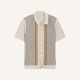 Striped Knit Polo Shirt - Montelle