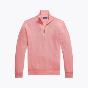 Mesh-Knit Cotton Quarter-Zip Sweater